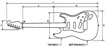 electric guitar drawing - top view