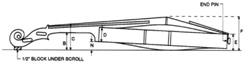 Violin drawing for measurements - side view